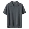 Estilo Novo Outono/Inverno Gola Polo Feminina Tricô 100% Caxemira Pura Manga Curta Feminina Respirável Casual Elegante Simples Camiseta
