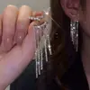 Pendientes de Borla Flor Geométrica Dulces y Exquisitos Estilo Coreano con Diamantes, Sensación de Lujo Ligero y Gama Alta, Pendientes de Nicho de Moda para Mujeres