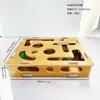 Juguete para afilar uñas de gato de madera maciza transfronterizo con palo rascador para gatos, diversión autoentretenida para aliviar el aburrimiento, laberinto de doble propósito para afilar las garras