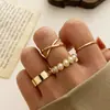Anel Estrela e Lua Transfronteiriço Folha de Amor Geometria Conjunto de 10 Anéis Criativos Retrô Articulados Femininos