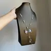 Colar de Corrente Longa para Suéter Feminino Estilo Coreano com Laço Transparente, Pingente de Gota d'Água e Franja, Acessório Estilo INS Nicho Versátil de Alta Qualidade