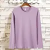 Camiseta de Manga Larga Pesada 180g Color Sólido Interior Casual Personalizada Algodón Camisa Cultural Cuello Redondo Otoño Holgada Camiseta Básica
