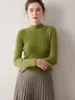 Suéter 100% Caxemira Pura para Mulheres, Gola Alta Meia-Calça Outono e Inverno, Linha Única Pronto para Vestir, Suéter de Base Tricotado Sem Costura