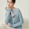75% Cachemira 25% Seda de Morera Tejido de Punto Cuello Redondo Suéter de Color Sólido para Mujer Suéter Holgado Suave Tierno