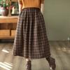 Falda de Lana a Cuadros Otoño e Invierno para Mujer Falda Media de Línea A con Bucle