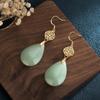 Pendientes Simples de Calcedonia Esmaltada Igual a Douyin al Por Mayor Estilo Chino Jade Ligeros de Lujo Borla Retro