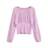 2607-26 Primavera Estilo Coreano Ajustado Estilo Chica Picante Multiusos Plisado Cintura Ceñida Manga Larga Suéter Camiseta Camiseta Base