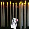 Vela Eletrônica LED de Plástico com Chama 3D Controle Remoto de 10 Teclas Haste de Vela Eletrônica Haste de Bala de Cera Simulação de Cera Cravo Decoração de Natal