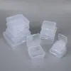 Caixa quadrada de plástico transparente, caixa para embalagem de itens pequenos, esponja de pó, equipamento de pesca, ferragens, distintivo, cartão e caixa de armazenamento de contas