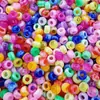 Cuentas Acrílicas Multicolor Multiestilo de Agujero Grande Planas, Cuentas de Barril Facetadas Mate, Materiales para Manualidades de Cuentas DIY para Cadenas de Teléfono