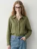 Camisa de Lino Bordada con Logo de Velero de Color Sólido para Mujer, Nuevo Estilo Primavera y Otoño, Camisa Casual Holgada para el Trabajo