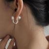 Brincos Quadrados Geométricos Japoneses e Coreanos Super Brilhantes de Zircônia Pérola Excelente Brilhante Luxo Acessível Moda de Ponta Brincos Simples de Nicho para Mulheres