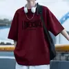 Nueva Camiseta de Manga Corta para Hombre Verano Moda Sencilla Peso Pesado Algodón Puro Media Manga Estilo Hong Kong Holgada Casual de Moda Marca Camiseta Ropa de Hombre