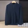 Nueva camiseta base de punto de cachemira para otoño e invierno, moderna y orientada a los negocios, suave, cómoda, de corte holgado, con cuello POLO, elegante para hombre