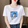 Camiseta Feminina Manga Curta Tendência Ásia Central e do Sul, Verão Estilo Coreano Fofa Estampa de Desenho Animado Ins Top para Estudante, Comércio Exterior