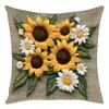 Funda de Almohada Floral de Girasol Estilo Pastoral Ultra Suave Imitación, Funda de Cojín Lumbar para Sofá de Sala de Estar, Decoración del Hogar de Terciopelo Piel de Durazno