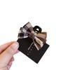 [Té de Durazno] ¡Buena versión!! Pinza de Lazo de Cuadros Clásicos Otoño e Invierno para Mujer Parte Trasera de la Cabeza Pinza para el Cabello de Tiburón Tocado