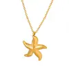 Design de pingente de estrela-do-mar com textura única e elegante, moda, aço titânio banhado a ouro 18K, colar para clavícula para mulheres
