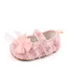 Zapatos para Bebé Nuevo de 0-12 Meses Peluche Lindos Zapatos de Princesa con Suela de Goma Malla Moño Velcro