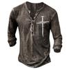 Una generación de camisetas para hombre transfronterizas, venta al por mayor, impresión 3D, talla grande, retro, siete botones, marea, manga larga, para hombre.