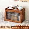 Vitrina de exhibición de madera maciza vintage para tazas de té, con tapa abatible, caja de almacenamiento de escritorio para cosméticos japoneses, a prueba de polvo, hecha a mano