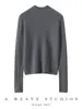 Novo Estilo Outono/Inverno 2025 Suéter de Malha 100% Caxemira Gola Alta Meia Manga Feminino Slim-Fit Suéter Macio de Caxemira