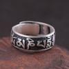 Fábrica de origen de plata para personajes productos genuinos plata tailandesa mate adornos de mano plata 990 unisex anillo abierto mantra de seis caracteres