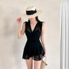 Traje de Banho Peça Única Sexy Elegante De Renda Vazada Conservador Madura Deusa Com Suporte de Aço Push-up Tamanho Peito para Mulheres