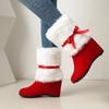 Botas de Nieve para Mujer para Otoño e Invierno, Botines que Aumentan la Altura con Lindo Moño para Navidad y Festival de Primavera, Festivas Botas de Boda para Mujer