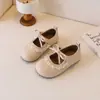 Zapatos de Cuero para Niñas 2025 Otoño Nuevo Lazo de Perla Zapatos de Princesa para Niñas Zapatos Individuales para Bebés Niñas