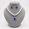 Corrente para clavícula azul retrô francesa com pérola em forma de gota d'água, design de nicho, alto senso, estilo requintado, personalidade, colar, joias, atacado