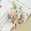 Art Accord 365 Suministros para Bodas Banquete Flor de Simulación para Invitados Ramillete para el Novio Flor de Mano Serie Champagne