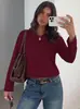 Comercio Exterior Europeo y Americano Ropa de Mujer Invierno Nuevo Seda de Leche Color Sólido Cuello en V Manga Larga Camiseta Moda Casual Top Mujer Venta al por Mayor