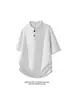 Camiseta de Estilo High Street Americano con Cuello Henry para Hombre, Marca Trendy de Verano, Top Corto Versátil Casual, Camisa Polo de Manga Corta con Cuello Alto