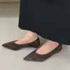 Nuevos Zapatos de Trabajo Simples de Gamuza 2025 para Mujer Estilo Retro Boca en V Estilo de Noche Planos Versátiles Punta Fina Elegantes Planos para Mujer