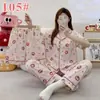 Pijama lindo de cachorro de manga larga para mujer, primavera, otoño, verano, algodón nube de manga corta, pantalón largo, conjunto de tres piezas, ropa de casa de dibujos animados
