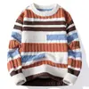 Suéter Cruzado para Hombre 2026 Otoño/Invierno Casual para Hombre Cuello Redondo Jersey Bloque de Color Moda Tejidos Capa Base