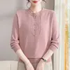 Suéter de malha gola redonda para usar como base slim fit versátil outono e inverno estilo coreano suave seção curta pulôver para usar no dia a dia da mãe