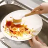 Cepillo Lavaplatos con Mango de Madera Imitación Hogar Cocina Lavado de Ollas Lavado de Platos Cepillo para Lavar Platos Aceitosos Antiadherentes Cepillo de Limpieza con Mango Largo Cepillo para Eliminar Manchas de Grasa