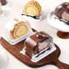 Caja de Empaque para Rollo de Pastel Caja de Cartón Corte Semicircular West Point Piel de Tigre Rollo Suizo Caja de Empaque para Postre Dragón Soñado con Tenedor para el Hogar