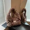 Bolsa de Ombro de Pelúcia com Laço Fofo para Mulheres Estilo Outono e Inverno 2024 Bolsa Peluda de Axila Fresca e Doce Bolsa de Mão para o Dia a Dia