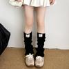 Calcetines de pierna holgados y elegantes para niñas, Otoño e Invierno, Etiqueta de tela linda, Color liso, Tejidos para niños, Gruesos, Cálidos, Calentadores de piernas simples, Venta al por mayor