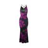 Moda Femenina Transfronteriza Estilo Europeo y Americano Vestido con Estampado Floral y Tirantes Cruzados, Espalda Descubierta, Corte Ajustado, Elegante Vestido Largo Venta al por Mayor