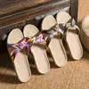 Zapatillas de Lino Estilo Nuevo Verano para Mujer Hogar Antideslizantes Pareja Zapatillas de Casa Sandalias Estilo Japonés Interior Suela Gruesa