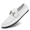Mocasines de moda estilo coreano, Zapatos pequeños de piel, Zapatos perezosos sin cordones de caña baja Primavera y Otoño 2023, Zapatos tipo gorro, Piel genuina