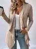 Cárdigan de Punto Mu de Manga Larga Otoño/Invierno 2026 Más Vendido Te Cardigan de Punto de Canalé Color Sólido de Manga Corta Moda Versátil Europea y Americana