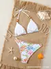 Amazon 2026 Nuevo Bikini de Dos Piezas Talla Estándar de Comercio Exterior Europeo y Americano Estampado Fresco Moda Sexy Traje de Baño de Cintura Alta