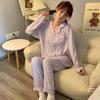 Pijama Feminino Estilo Coreano Ins 2026, Estilo Primavera e Outono, Algodão Bolha Manga Longa Fofo Menina Conjunto para Casa, Fino
