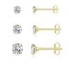 Pendientes de plata de ley S925 con incrustaciones de circonita de cuatro garras, chapados en oro real, con diamantes INS, mini pendientes compactos de estilo europeo y americano.