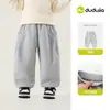 Calça de Inverno com Plus Veludo para Meninos da Família Dudu Calça de Moletom para Bebê Estilo Inverno Calças Casuais Roupas de Inverno para Crianças Calças Jogger Quentes Tendência